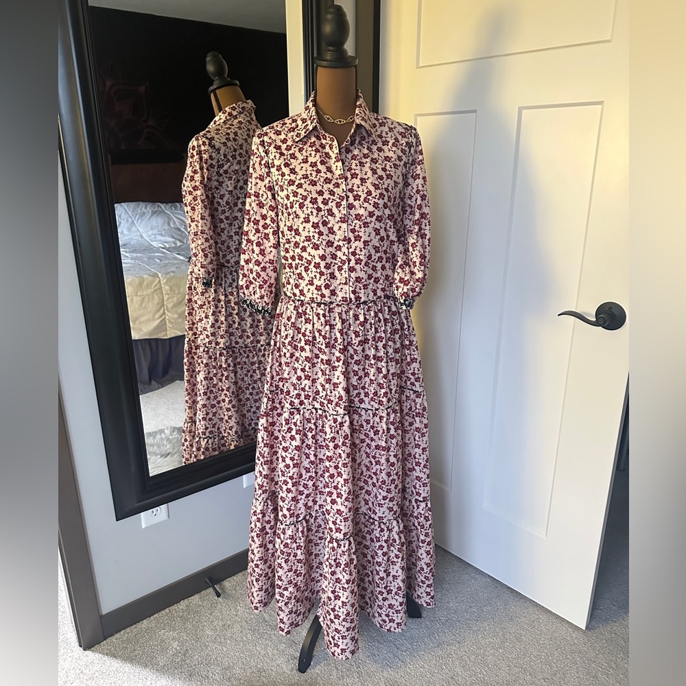 Byrd Kalina by Tzippy Floral Maxi Dress Romantic Prairie Vibe woman’s size XS -A